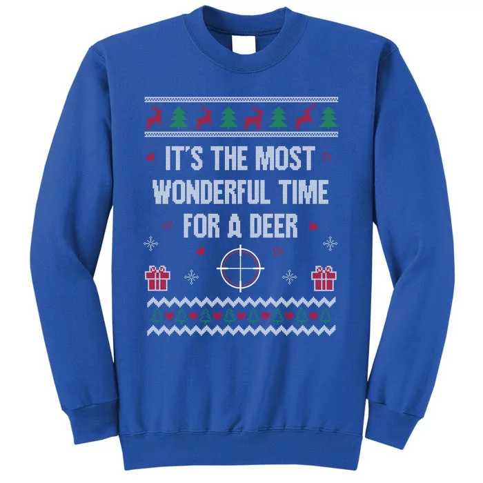 Ugly Christmas Hunting Funny Deer Hunter Xmas Gift Tall Sweatshirt