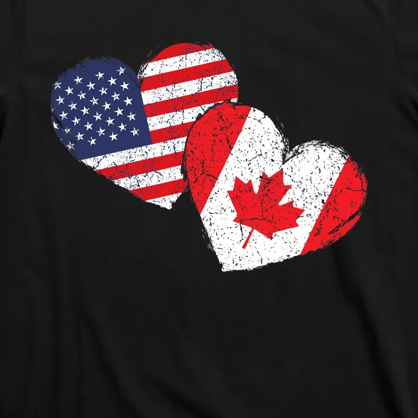 USA Canada Heart Country Flag American Canadian T-Shirt