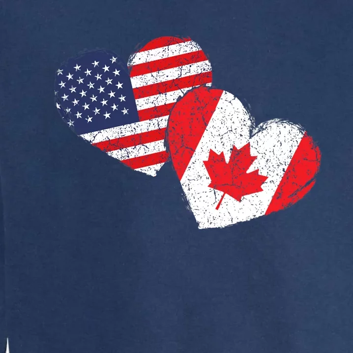 USA Canada Heart Country Flag American Canadian Garment-Dyed Sweatshirt