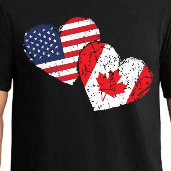 USA Canada Heart Country Flag American Canadian Pajama Set