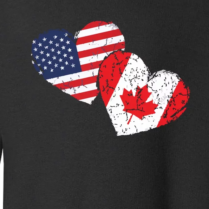 USA Canada Heart Country Flag American Canadian Toddler Sweatshirt