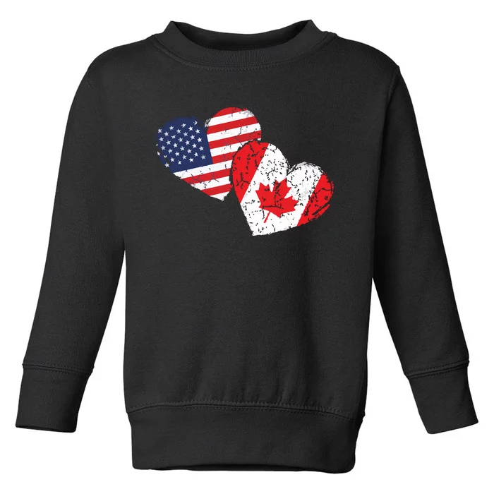 USA Canada Heart Country Flag American Canadian Toddler Sweatshirt