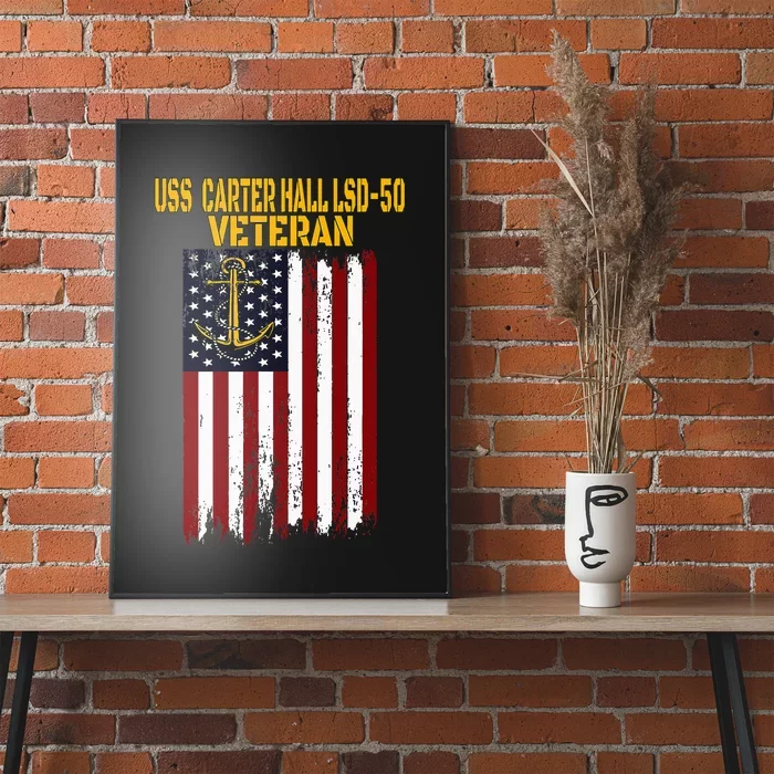 Uss Carter Hall Lsd50 Dock Landing Ship Veteran Fathers Day Poster