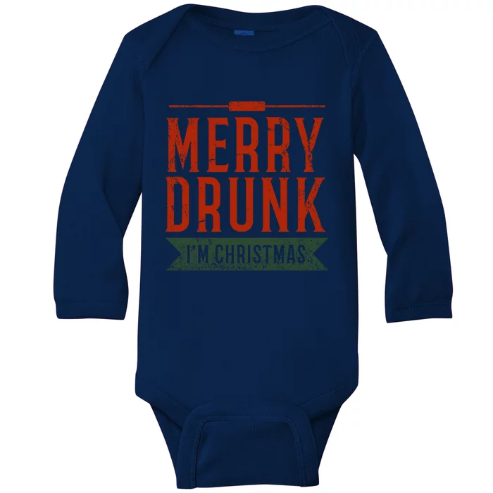 Ugly Christmas Ing Merry Drunk Im Christmas Gift Baby Long Sleeve Bodysuit