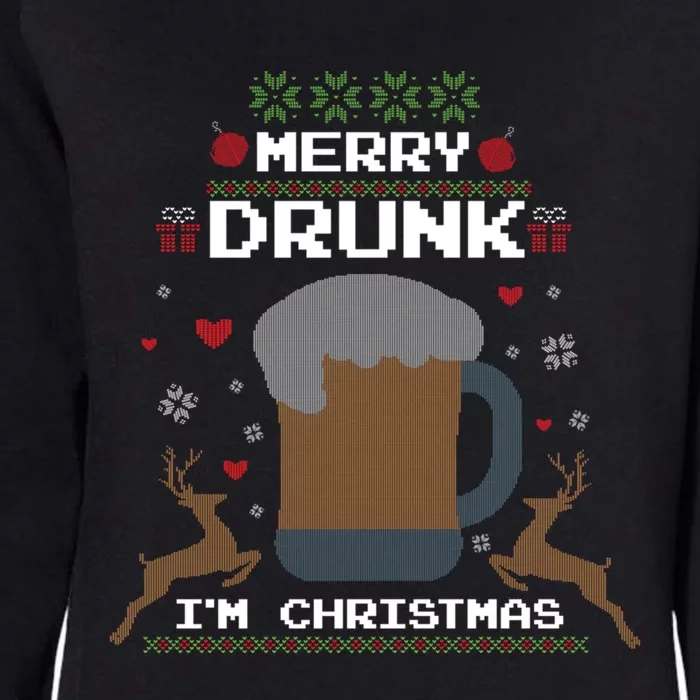 Ugly Christmas Ing Reindeer Merry Drunk IM Christmas Gift Womens California Wash Sweatshirt