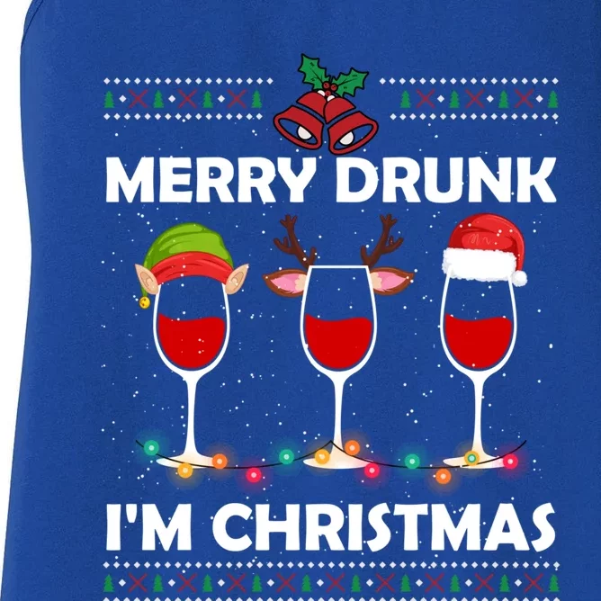 Ugly Christmas Ing Wine Merry Drunk IM Christmas Gift Women's Racerback Tank