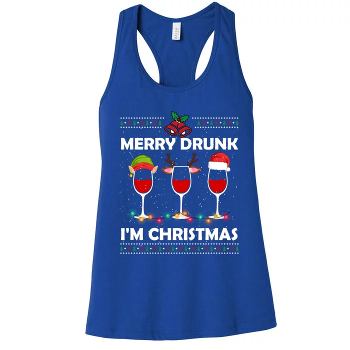 Ugly Christmas Ing Wine Merry Drunk IM Christmas Gift Women's Racerback Tank