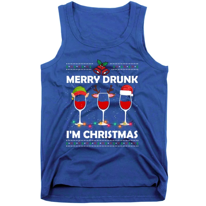 Ugly Christmas Ing Wine Merry Drunk IM Christmas Gift Tank Top