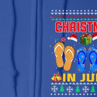 Ugly Christmas In July Hawaiian Family Summer Vacation Gift Full Zip Hoodie