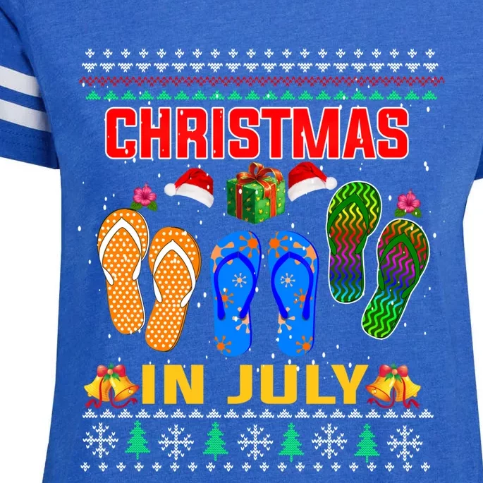 Ugly Christmas In July Hawaiian Family Summer Vacation Gift Enza Ladies Jersey Football T-Shirt