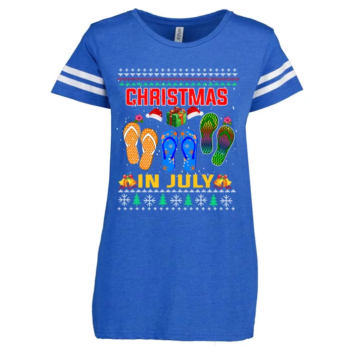 Ugly Christmas In July Hawaiian Family Summer Vacation Gift Enza Ladies Jersey Football T-Shirt