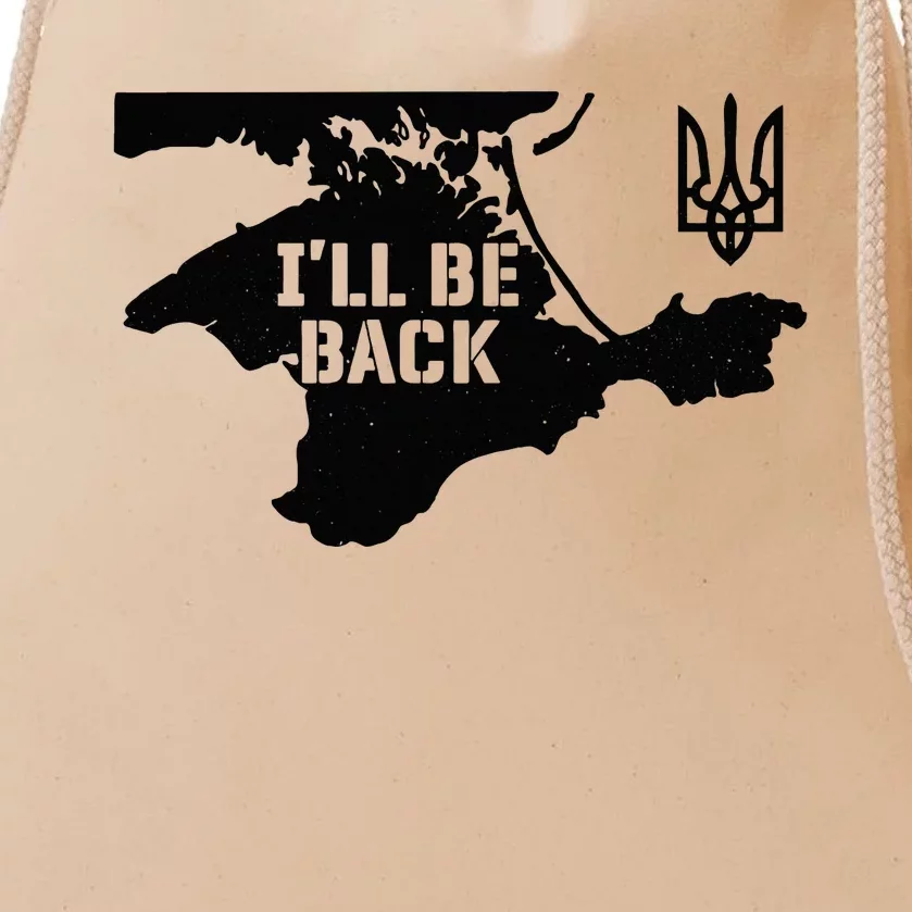 Ukraine Crimea ILl Be Back Ukrainian Map Trident Tryzub Drawstring Bag