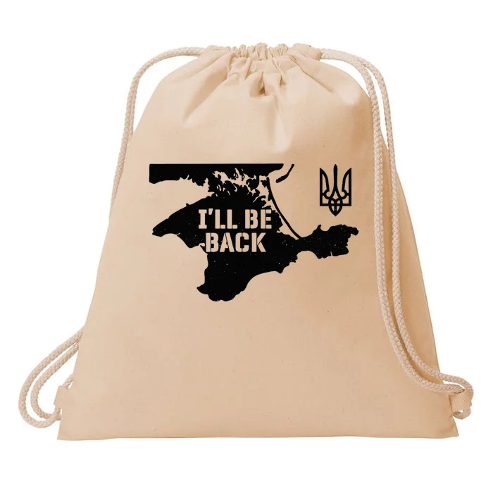 Ukraine Crimea ILl Be Back Ukrainian Map Trident Tryzub Drawstring Bag