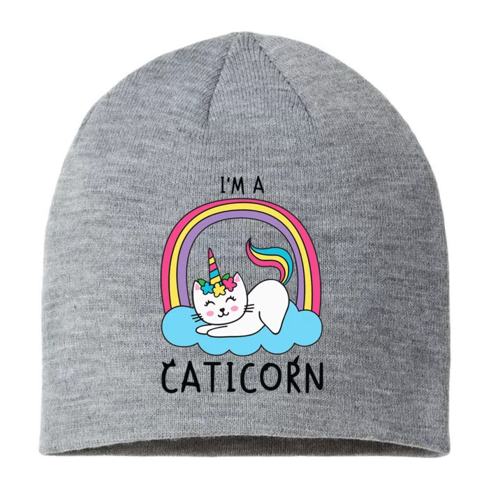 Unicorn Cat I'm a Caticorn Girl Unicorn Rainbow Lover 8 1/2in Sustainable Knit Beanie