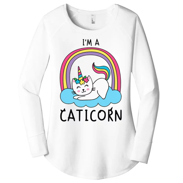 Unicorn Cat I'm a Caticorn Girl Unicorn Rainbow Lover Women's Perfect Tri Tunic Long Sleeve Shirt