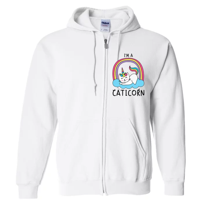 Unicorn Cat I'm a Caticorn Girl Unicorn Rainbow Lover Full Zip Hoodie