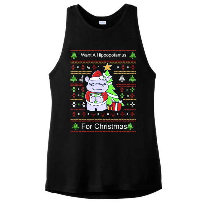 Ultimate Christmas I Want A Hippopotamus Ugly Ladies Tri-Blend Wicking Tank