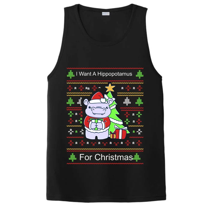 Ultimate Christmas I Want A Hippopotamus Ugly Performance Tank