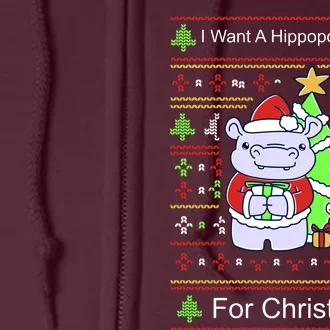 Ultimate Christmas I Want A Hippopotamus Ugly Full Zip Hoodie