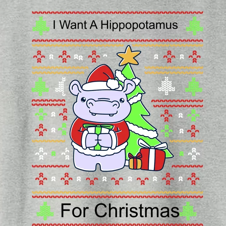 Ultimate Christmas I Want A Hippopotamus Ugly Women's Crop Top Tee