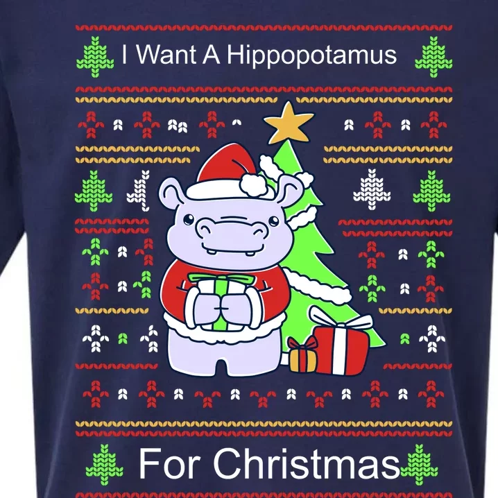 Ultimate Christmas I Want A Hippopotamus Ugly Sueded Cloud Jersey T-Shirt