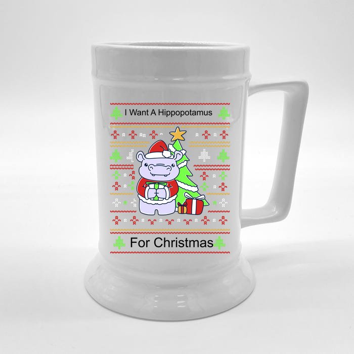 Ultimate Christmas I Want A Hippopotamus Ugly Front & Back Beer Stein