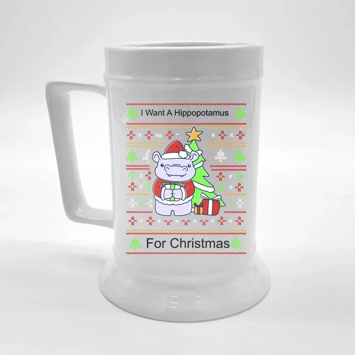 Ultimate Christmas I Want A Hippopotamus Ugly Front & Back Beer Stein