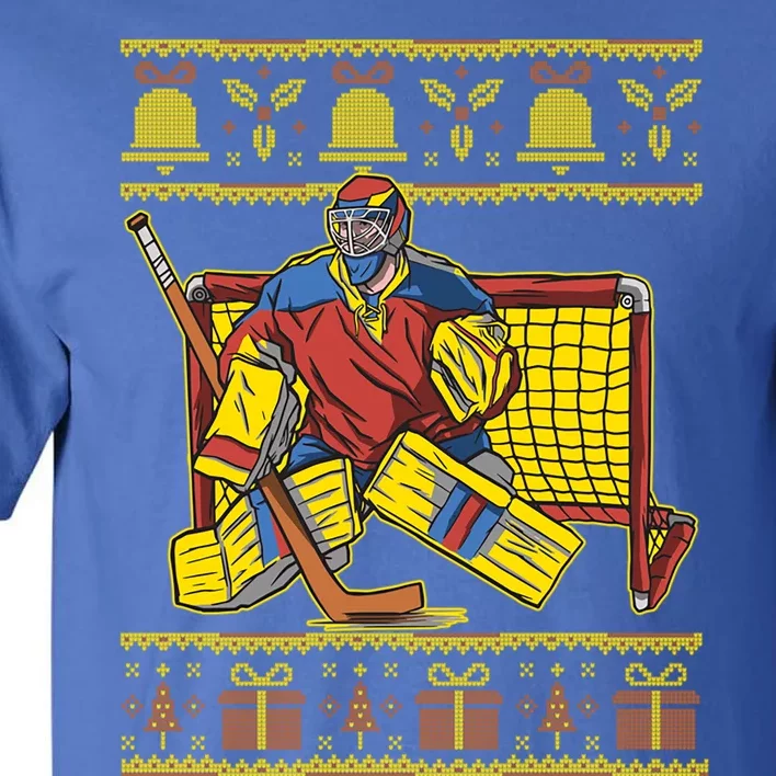 Ugly Christmas Ice Hockey Player Puck Santa Claus New Year Cool Gift Tall T-Shirt