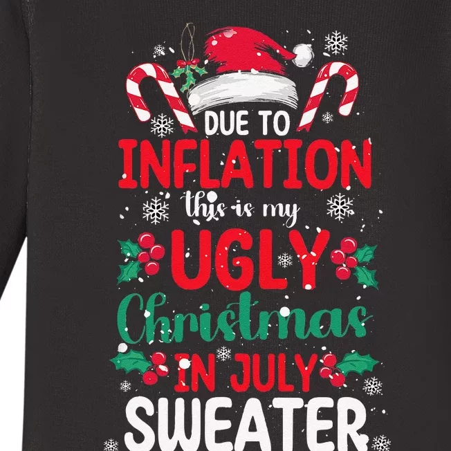 Ugly Christmas In July Sweater Funny Inflation Summer Beach Baby Long Sleeve Bodysuit