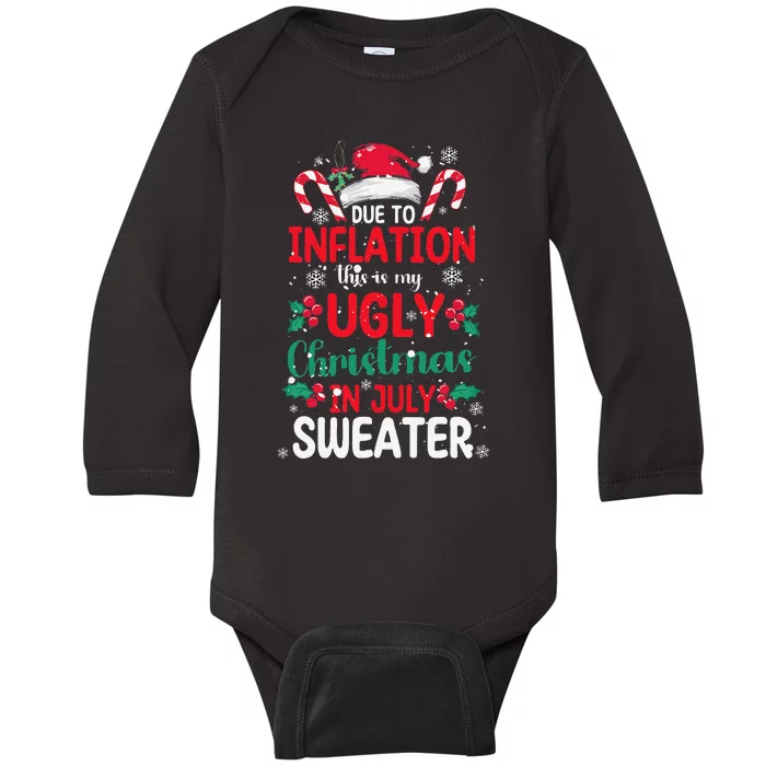 Ugly Christmas In July Sweater Funny Inflation Summer Beach Baby Long Sleeve Bodysuit