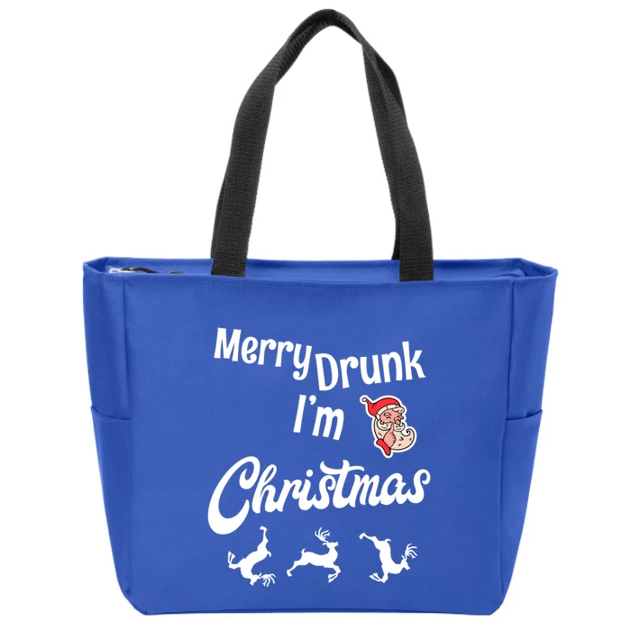 Ugly Christmas Jumper / Sweater Merry Drunk IM Christmas Gift Zip Tote Bag