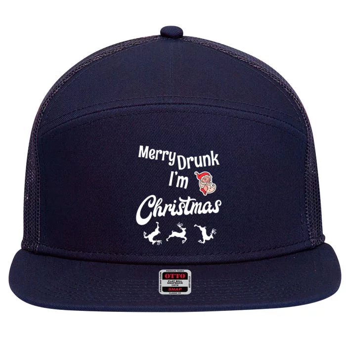 Ugly Christmas Jumper / Sweater Merry Drunk IM Christmas Gift 7 Panel Mesh Trucker Snapback Hat