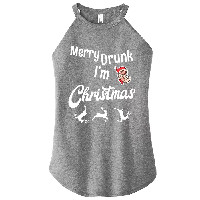 Ugly Christmas Jumper / Sweater Merry Drunk IM Christmas Gift Women’s Perfect Tri Rocker Tank