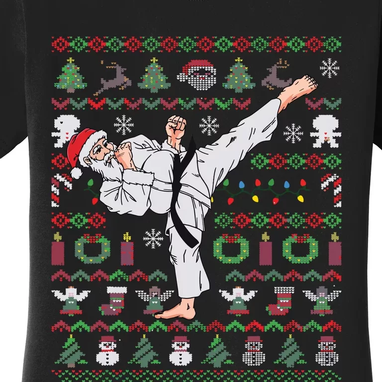 Ugly Christmas Karate Santa Claus Martial Arts Women's T-Shirt