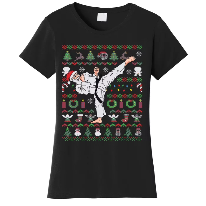 Ugly Christmas Karate Santa Claus Martial Arts Women's T-Shirt