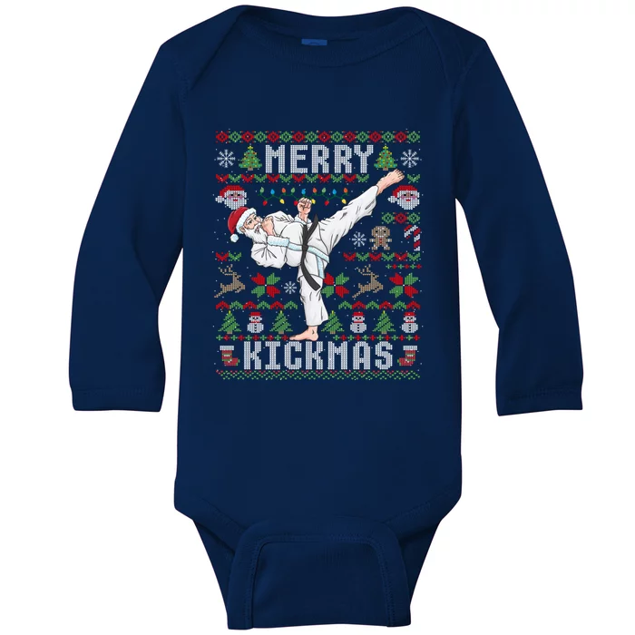 Ugly Christmas Karate Santa Claus Martial Arts Cute Gift Baby Long Sleeve Bodysuit