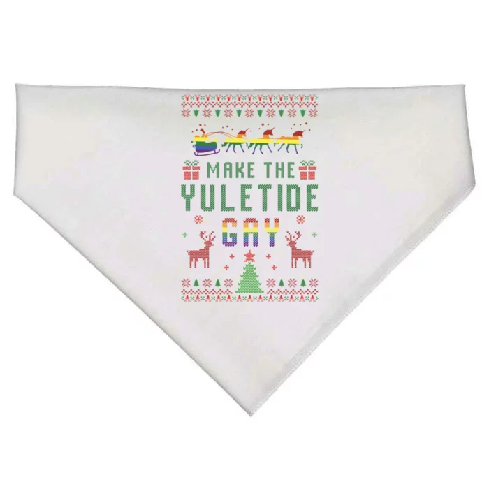 Ugly Christmas Lgbt Pride Rainbow Xmas Make The Yuletide Gay Gift USA-Made Doggie Bandana