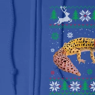 Ugly Christmas Leopard Gecko Lover Santa Hat Animals Gift Full Zip Hoodie