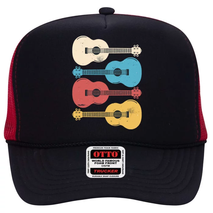 Ukelele Colorful Music High Crown Mesh Trucker Hat