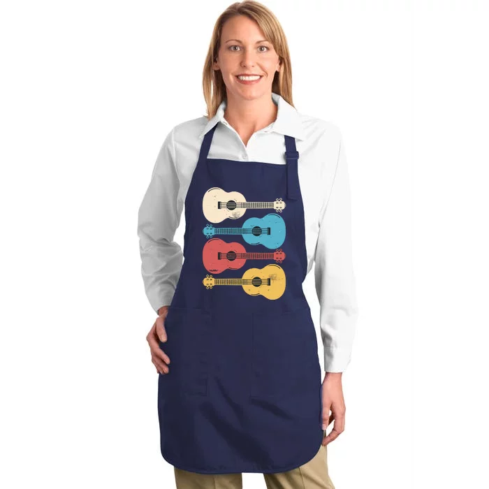 Ukelele Colorful Music Full-Length Apron With Pocket