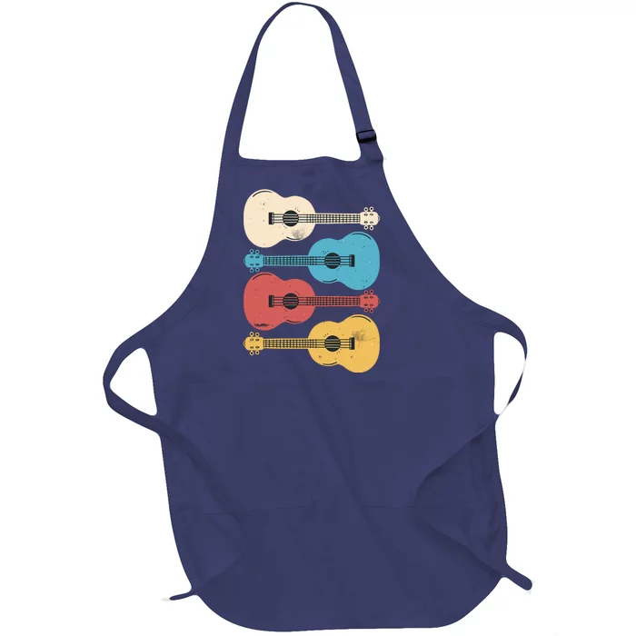 Ukelele Colorful Music Full-Length Apron With Pocket