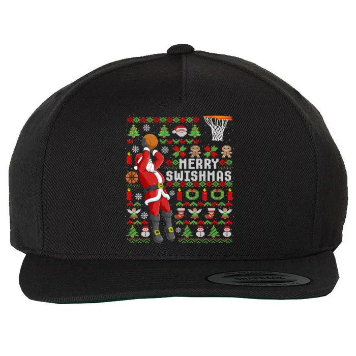 Ugly Christmas Merry Swishmas Basketball Gift Wool Snapback Cap