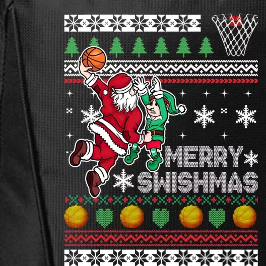 Ugly Christmas Merry Swishmas Basketball Gift City Backpack