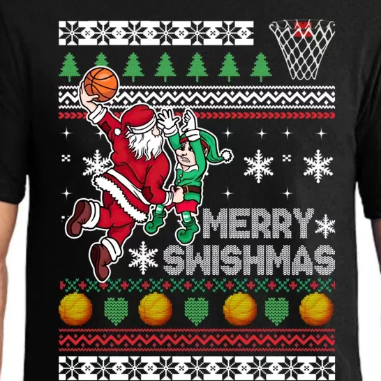 Ugly Christmas Merry Swishmas Basketball Gift Pajama Set