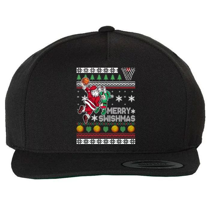 Ugly Christmas Merry Swishmas Basketball Gift Wool Snapback Cap