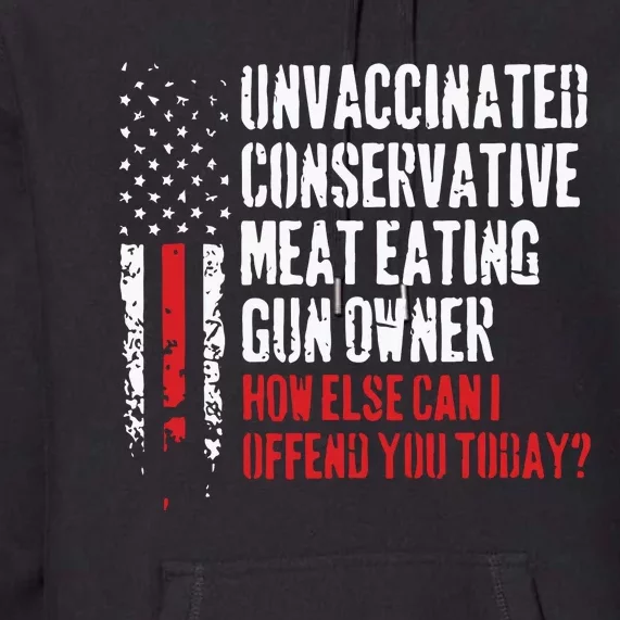 Unvaccinated Conservative Meat Eating Gun Owner How Else Cani Offend You Today Premium Hoodie