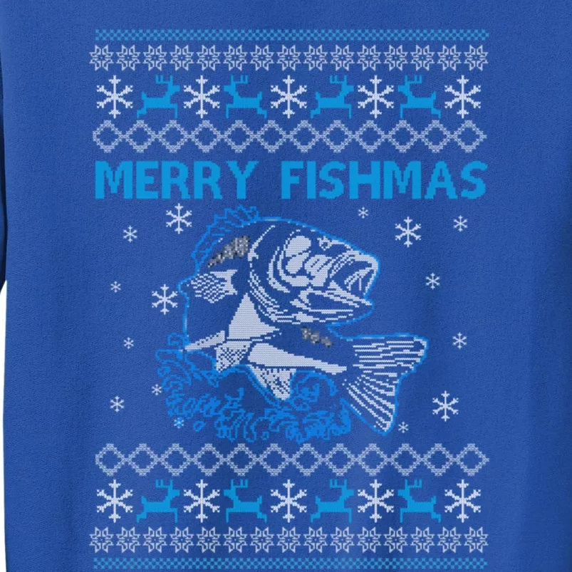 Ugly Christmas Merry Fishmas Fishing Holiday Funny Gift Tall Sweatshirt