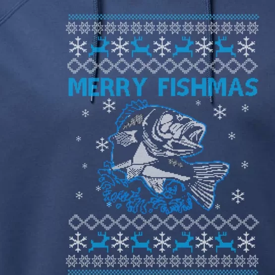 Ugly Christmas Merry Fishmas Fishing Holiday Funny Gift Performance Fleece Hoodie