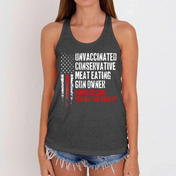 Unvaccinated Conservative Meat Eating Gun Owner Women's Knotted Racerback Tank