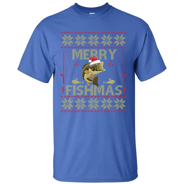 Ugly Christmas Merry Fishmas Fishing Fisher Xmas Gift Great Gift Tall T-Shirt